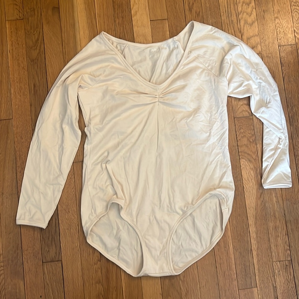 ARQ Bodysuit Women's Cream size 4X. Stretch Cotton Paloma Long Sleeve Leo